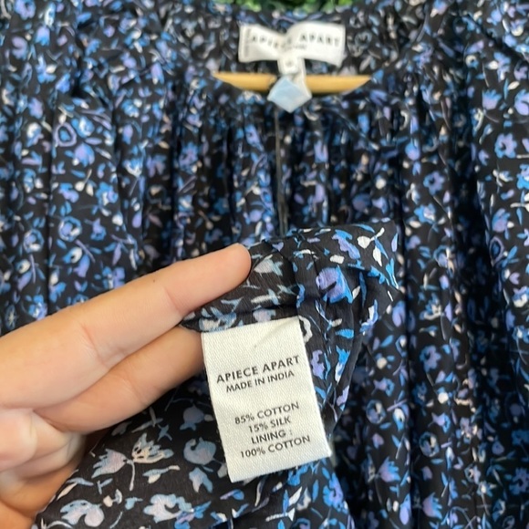 NWT Apiece Apart Mitte Floral Print Long Sleeve Cotton Mesa Dress - Picture 9 of 12